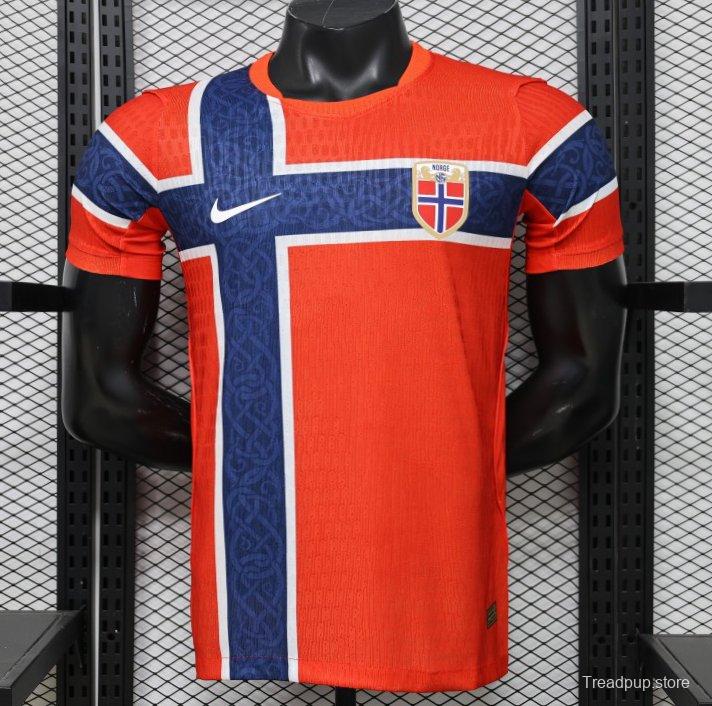 Player Version 2026 Norway Red & Blue with Flag Cross Pattern Home Jersey