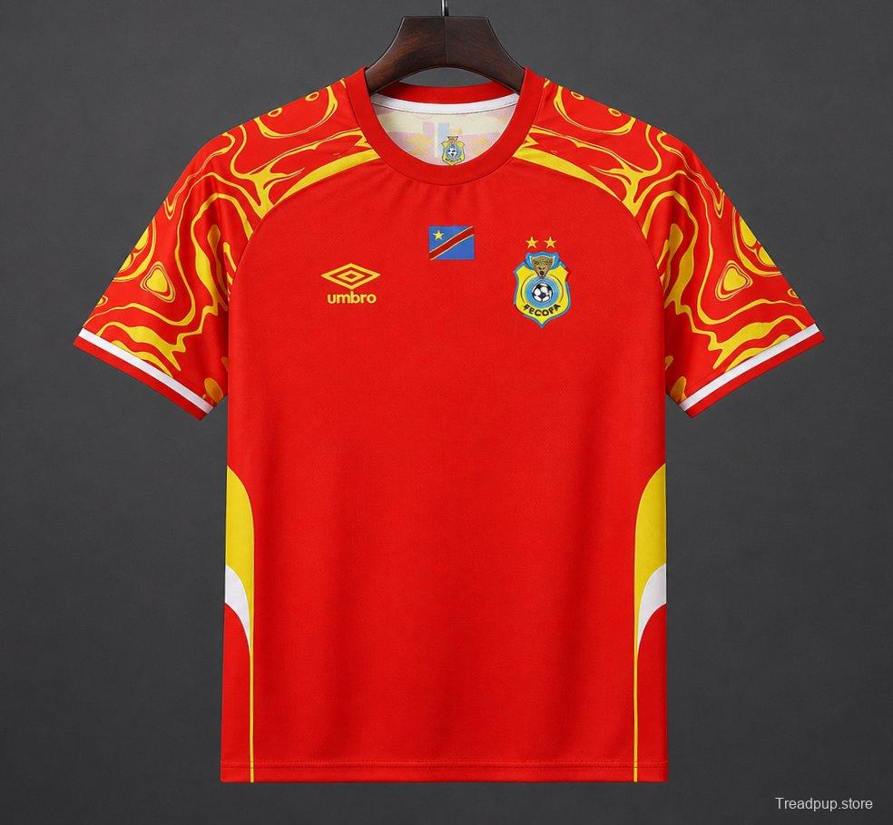 2026 DR Congo Red with Yellow  Third Jersey