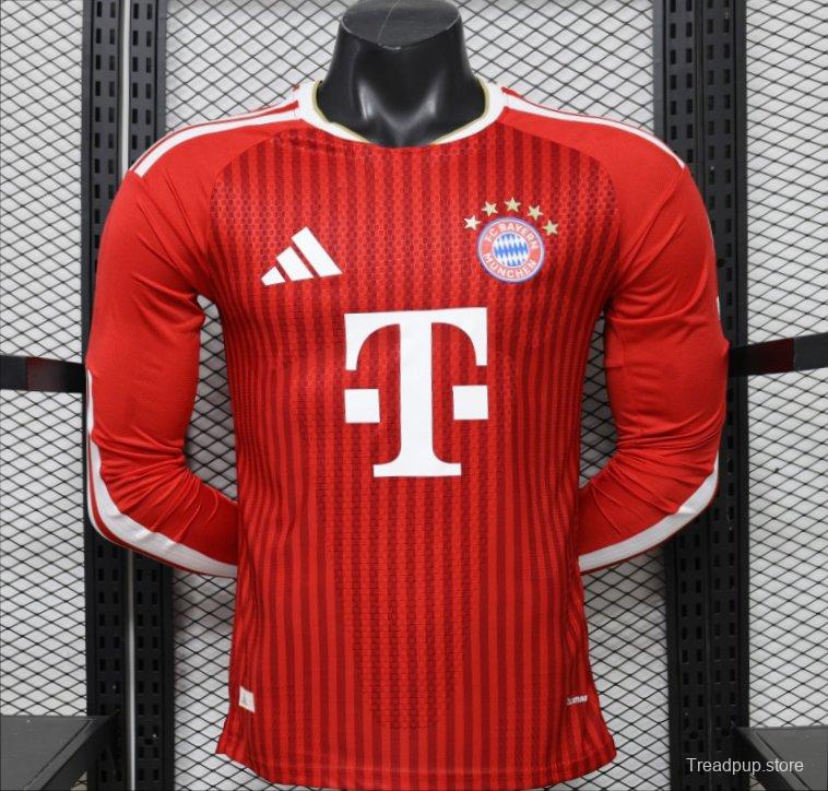 Player Version 26/27 FC Bayern Munich Red-on-Red Diagonal Stripe  Long Sleeve Jersey